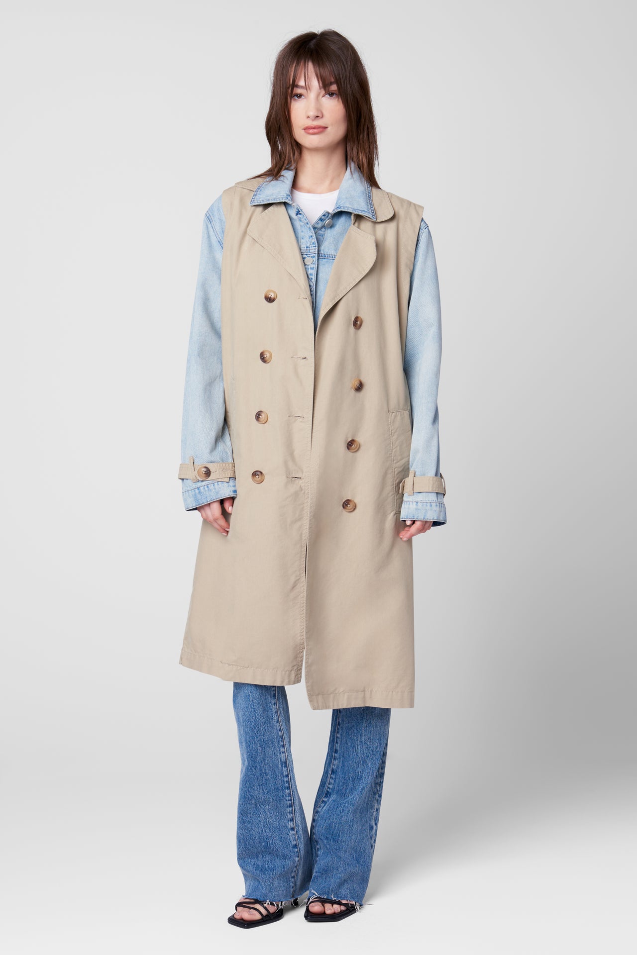 First Row Jean x Trench Coat, Coat Jacket by Blank NYC | LIT Boutique