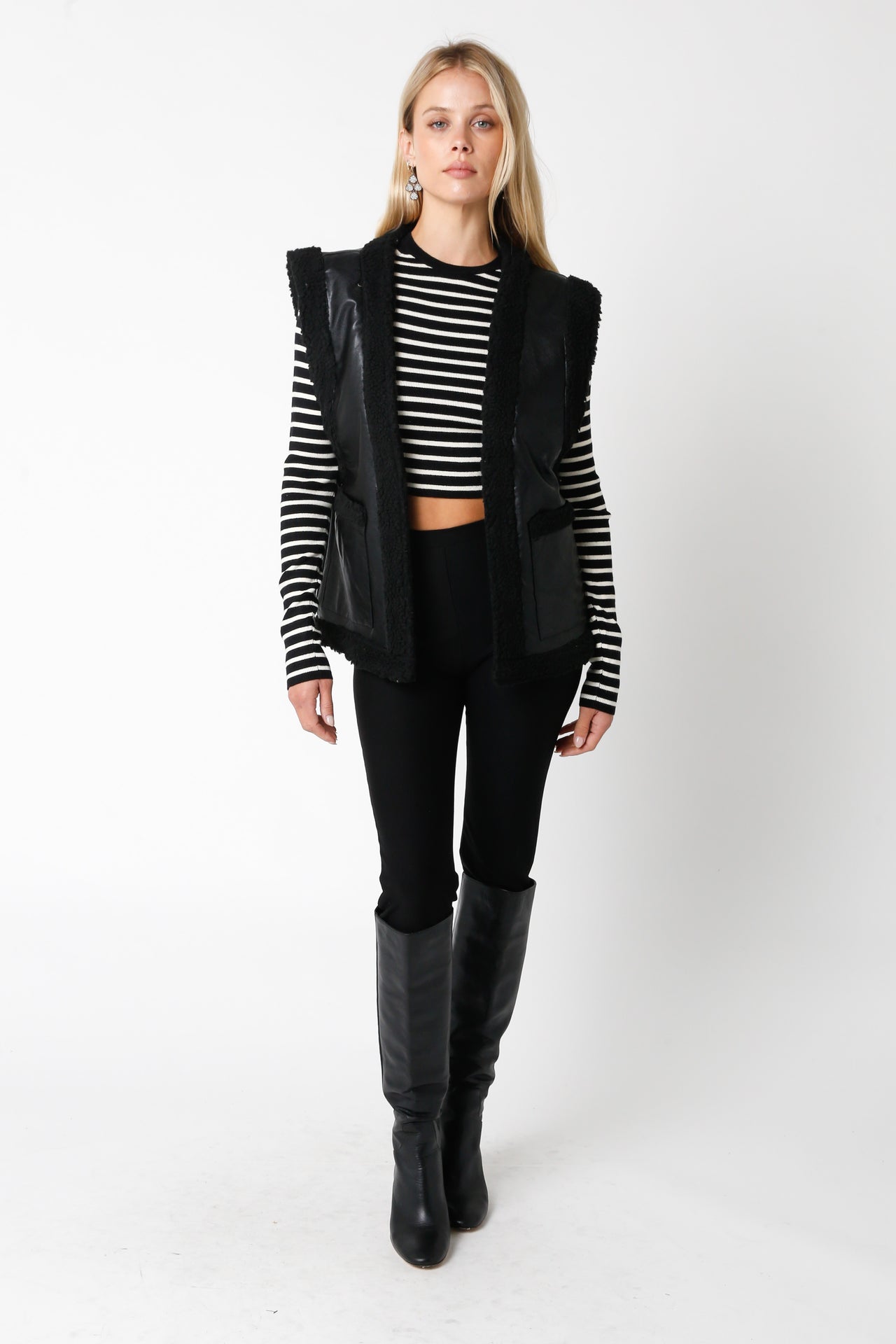 Crisp Sunday Vest Black, Jacket by Olivaceous | LIT Boutique