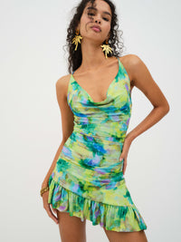 Thumbnail for Aster Green Cowl Neck Mini Dress, Dress by For Love & Lemons | LIT Boutique