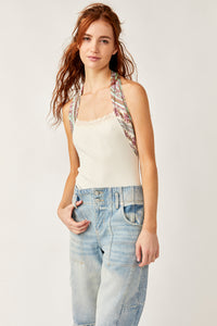 Thumbnail for Eyes For U Halter Bodysuit Ivory Combo, Bodysuit Blouse by Free People | LIT Boutique