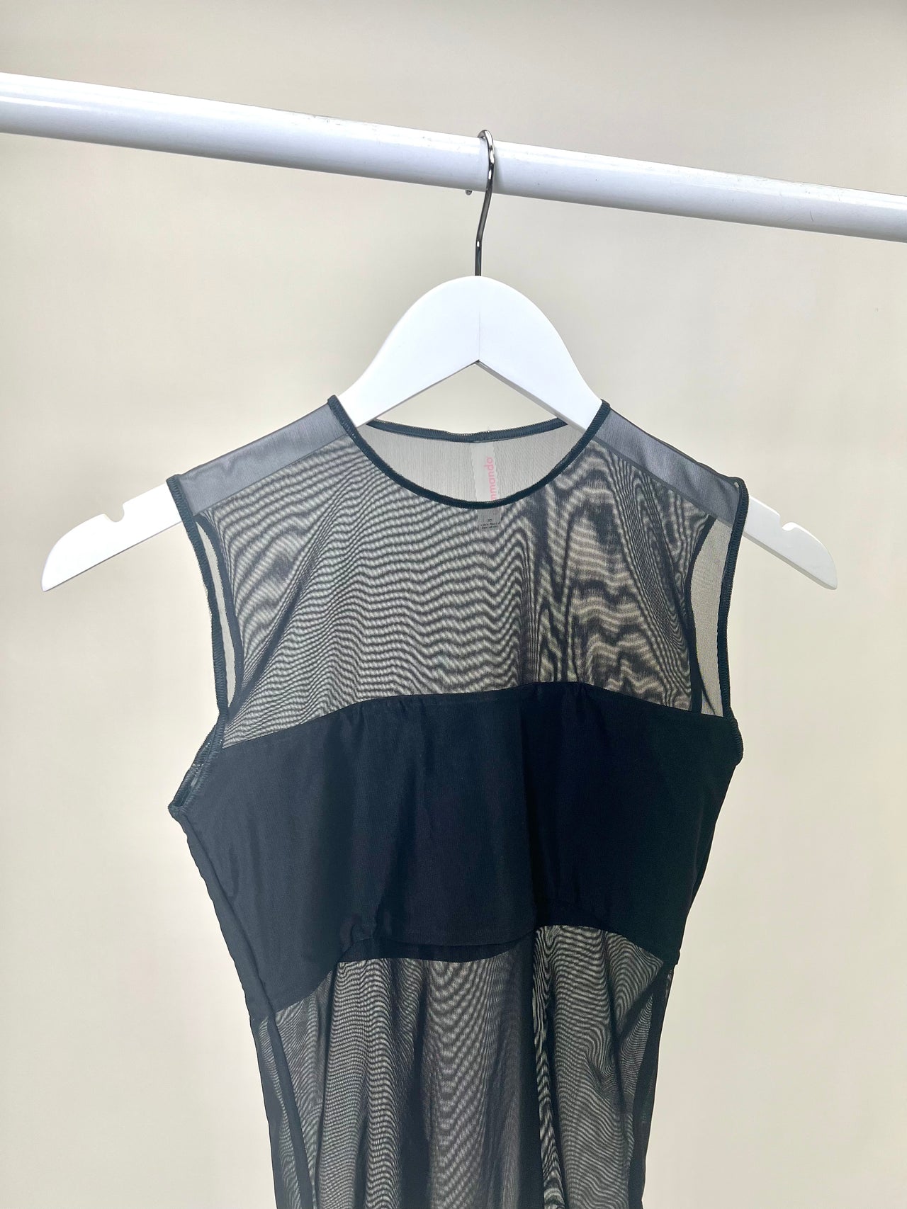 Chic Mesh Signature Paneled Black Bodysuit, Bodysuit Blouse by Commando | LIT Boutique