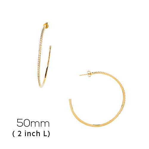 14kt gold 60mm hoop cz earring,  by Secret Box | LIT Boutique