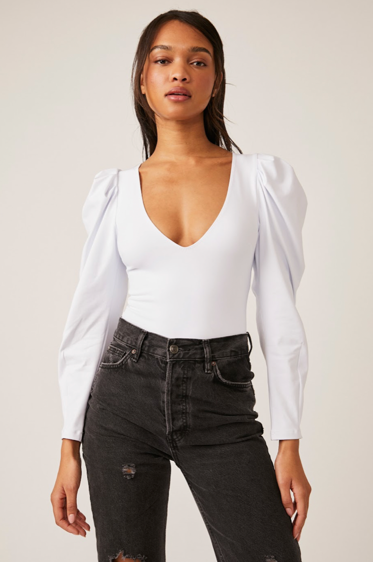 Va Va Voop Long Sleeve Bodysuit White, Bra by Free People | LIT Boutique