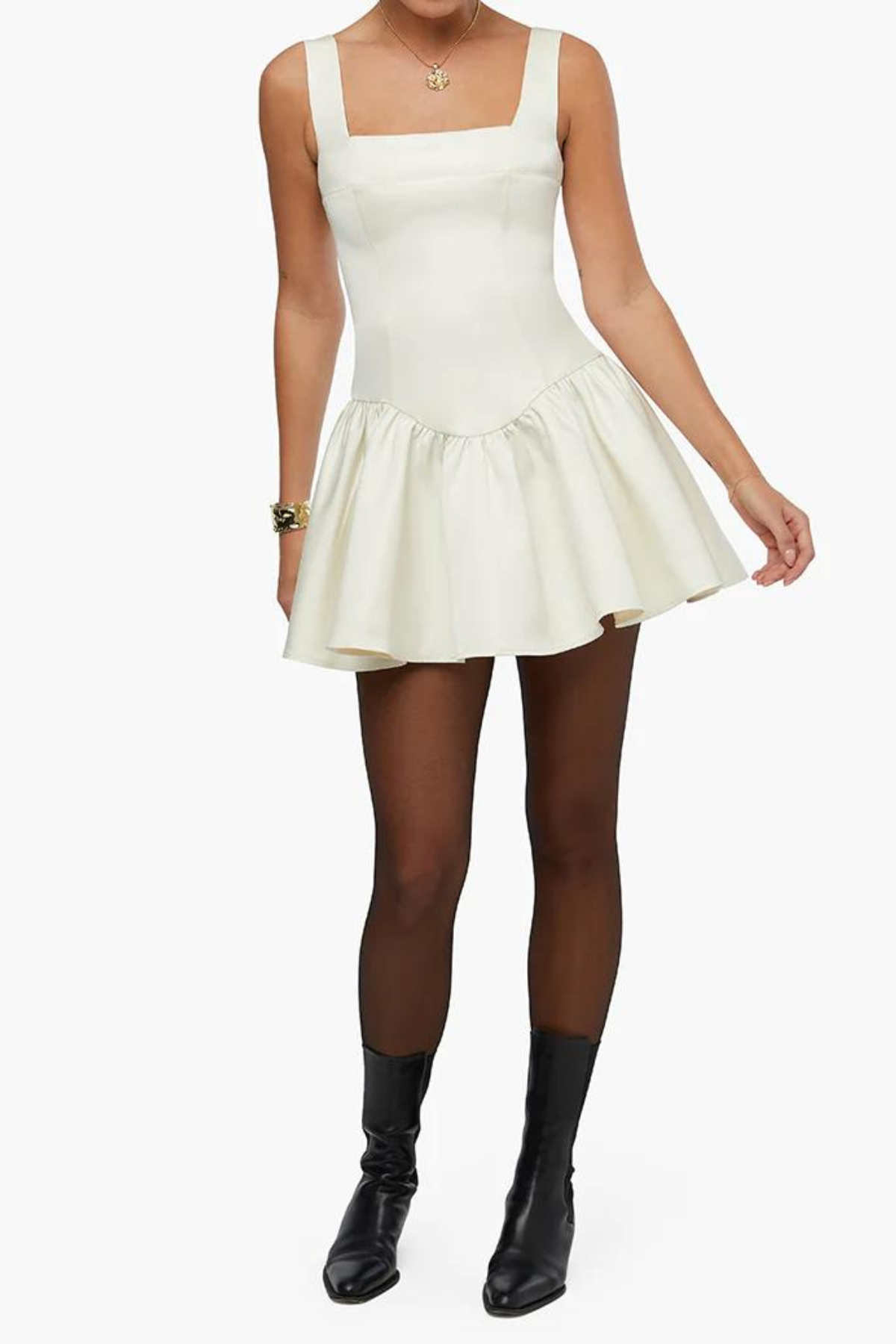 Corset Peplum Mini Dress Ecru, Mini Dress by We Wore What | LIT Boutique