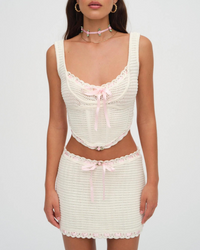 Thumbnail for Olina Crochet Top Cream, Tank Blouse by For Love and Lemons | LIT Boutique