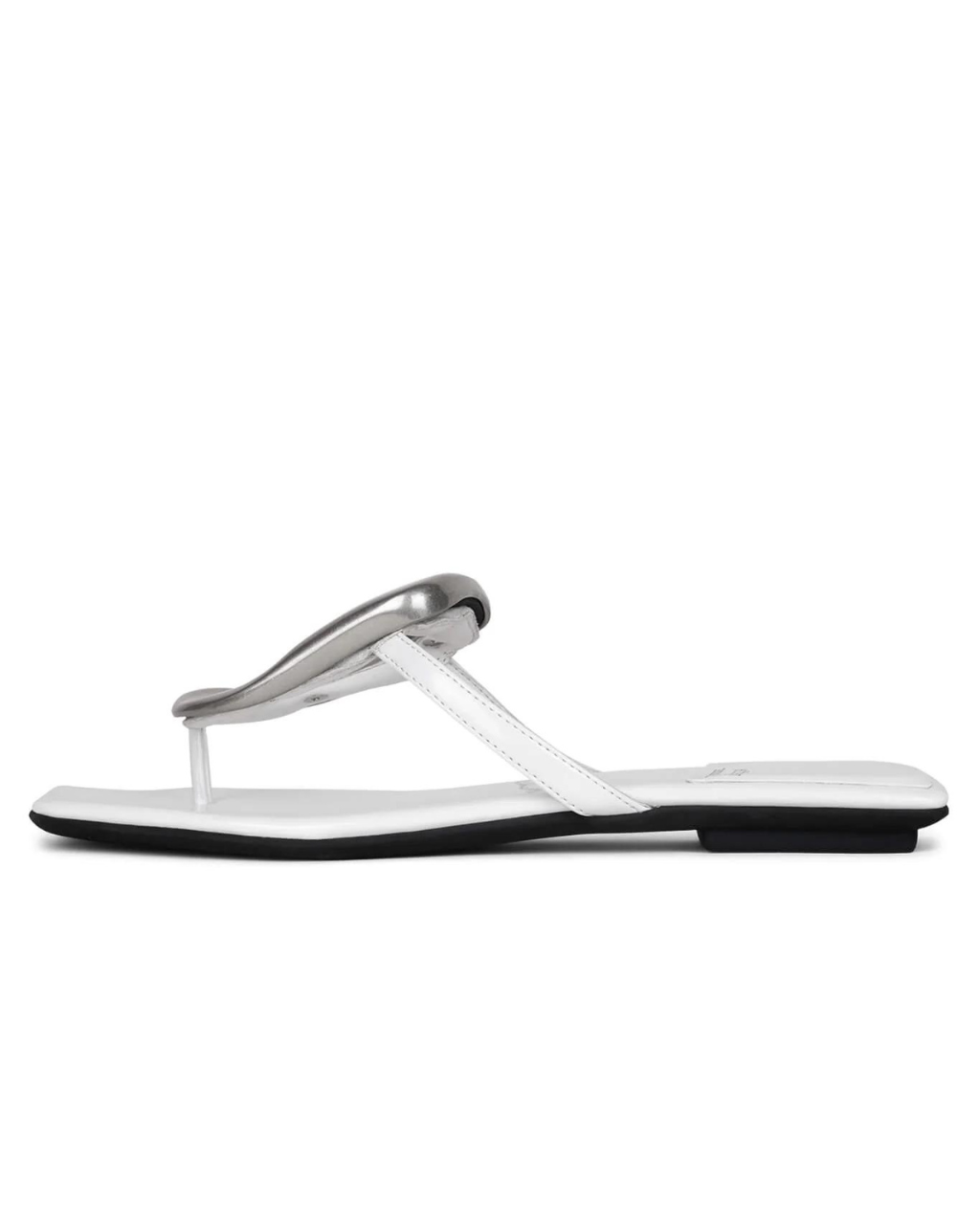 Flat Ornament Thong Sandal White Silver, Flat Shoe by Jeffrey Campbell | LIT Boutique