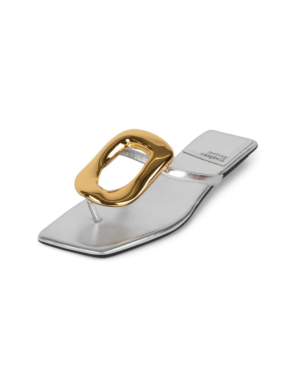 Flat Ornament Thong Sandal Silver Gold, Flat Shoe by Jeffrey Campbell | LIT Boutique