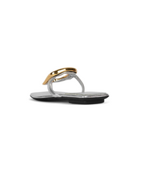 Thumbnail for Flat Ornament Thong Sandal Silver Gold, Flat Shoe by Jeffrey Campbell | LIT Boutique