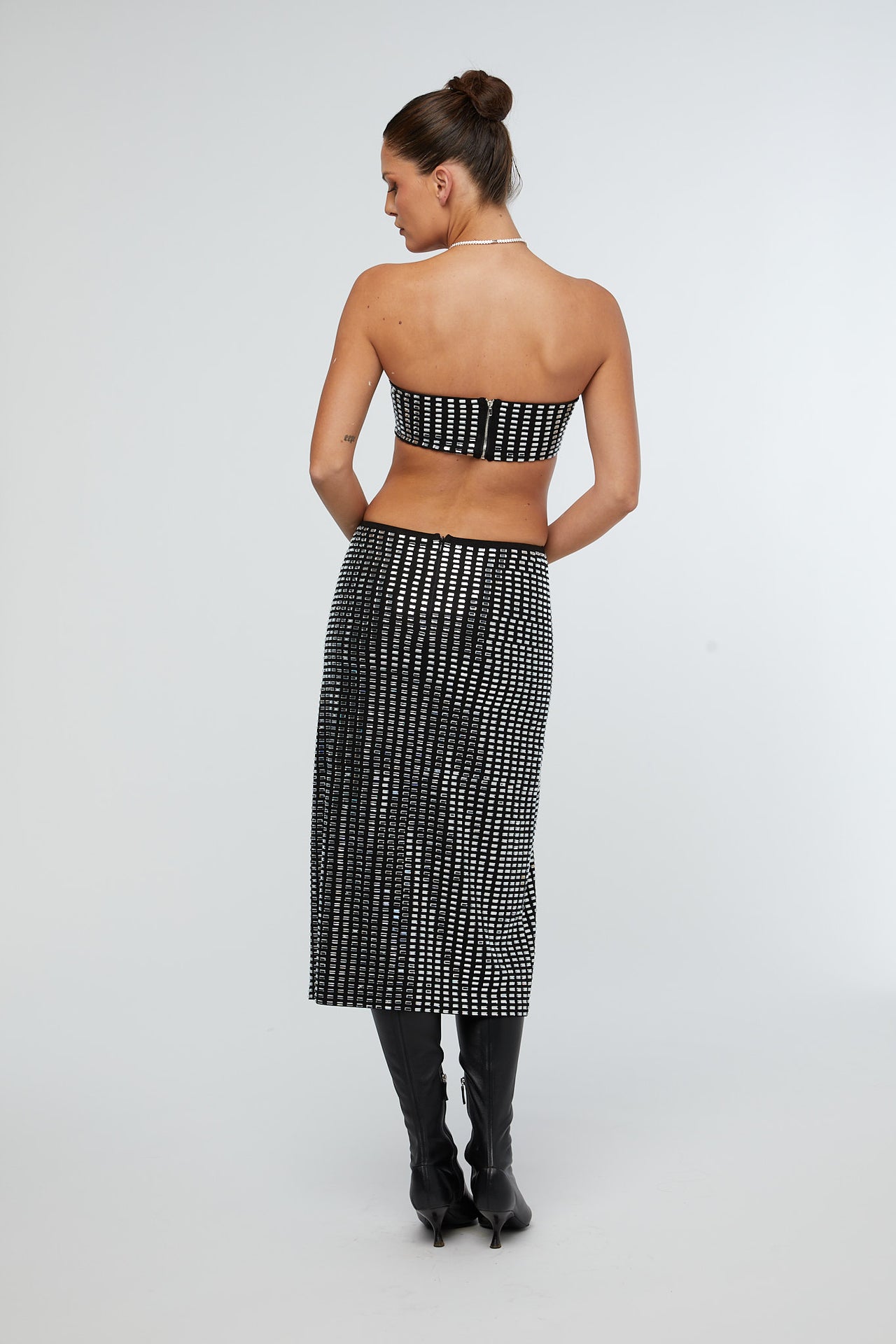 Geo Crystal Midi Skirt Black, Midi Skirt by We Wore What | LIT Boutique