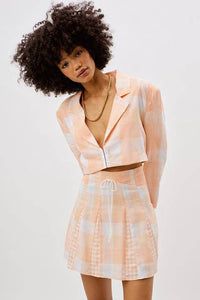 Thumbnail for Eugenie Crop Blazer Tangerine Orange, Jacket by For Love & Lemons | LIT Boutique