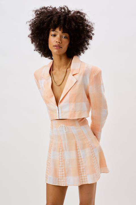 Eugenie Crop Blazer Tangerine Orange, Jacket by For Love & Lemons | LIT Boutique