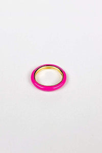 Thumbnail for Axel Pink Enamel Ring 14k Gold/ 925 Sterling Silver, Ring Jewelry by MetroBabe | LIT Boutique