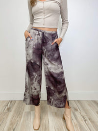 Thumbnail for Abital Tie Dye Wide Leg Pants Aubergine, Pant Bottom by Stone & Salt | LIT Boutique