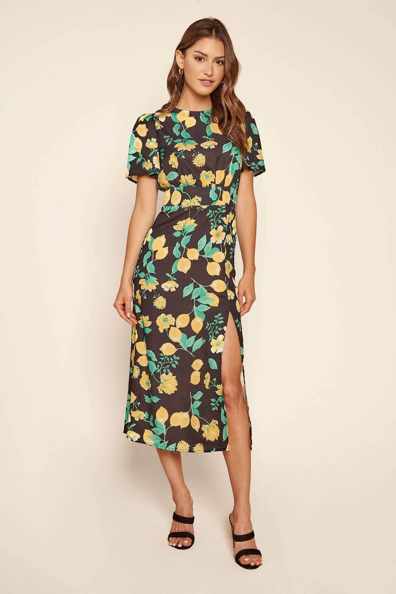 Lima Bloom Floral Midi Dress Yellow Multi, Midi Dress by Sugar Lips | LIT Boutique