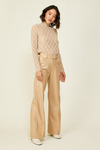 Thumbnail for Crossroads Lace Top Tan, Long Blouse by Line and Dot | LIT Boutique
