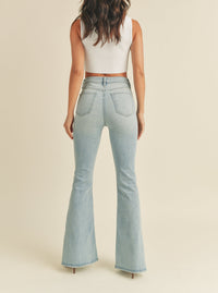Thumbnail for Braylee High Rise Outer Slit Flare Jean, Bootcut Denim by Just Black | LIT Boutique