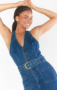 Thumbnail for Fort Worth Jumpsuit Blue, Jumpsuit Dress by Show Me Your Mumu | LIT Boutique