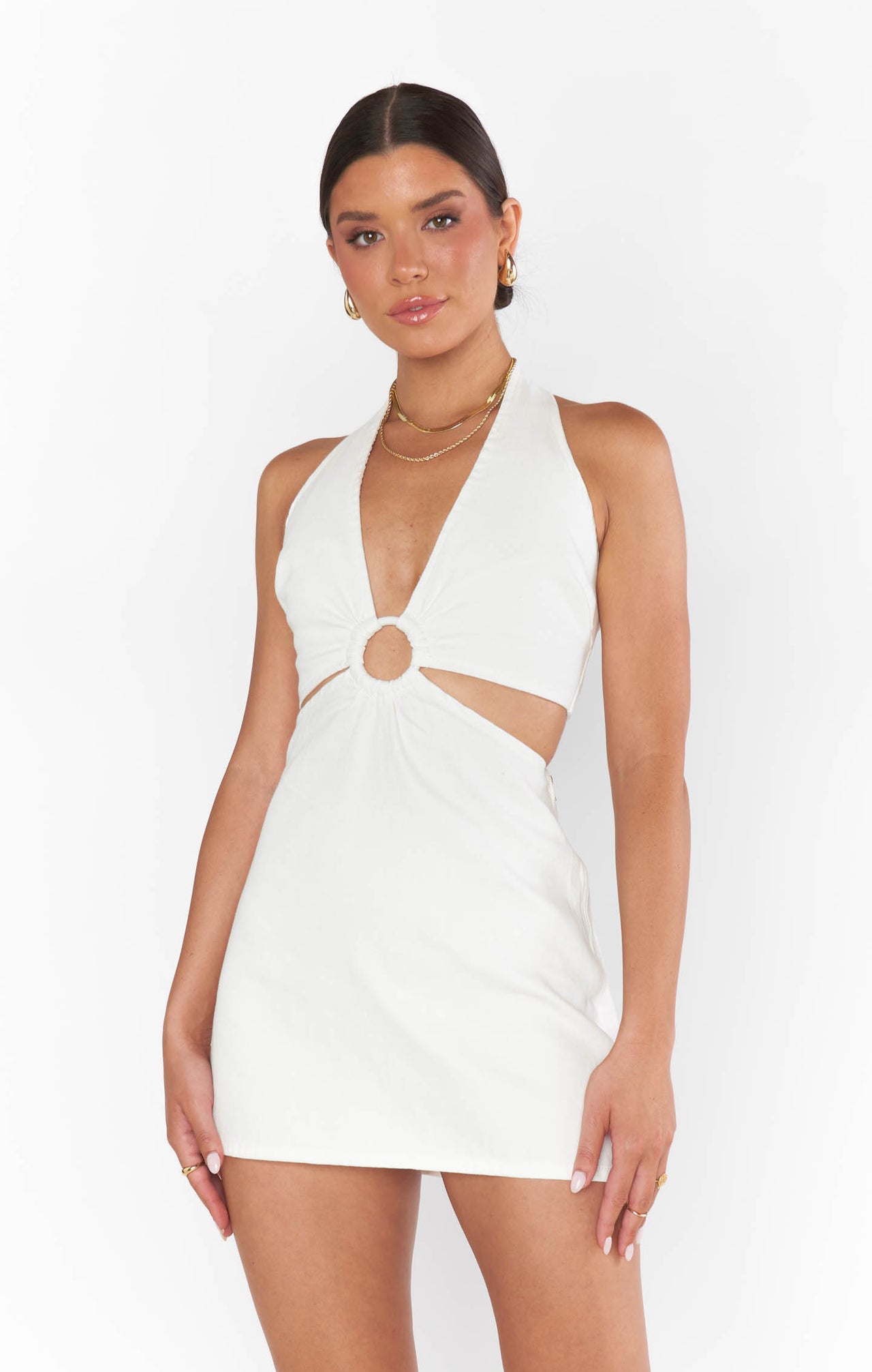 Oslo O-Ring Cut Out Mini Dress White, Mini Dress by Show Me Your Mumu | LIT Boutique