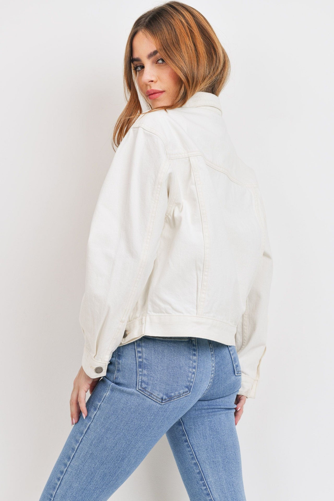 Aster 90's Denim Jacket Off White, Jacket by Just Black | LIT Boutique