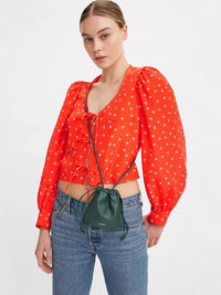 Thumbnail for Fawn Tie Blouse Daisy Foulard Enamel Orange, Tops Blouses by Levi | LIT Boutique