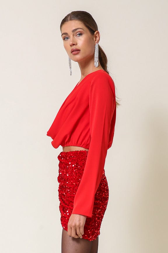 Hurley Sequin Skirt Scarlet, Skirt by Line & Dot | LIT Boutique