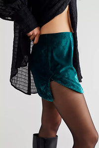 Thumbnail for Annalise Velvet Mini Skirt Deep Teal, Skirt by Free People | LIT Boutique