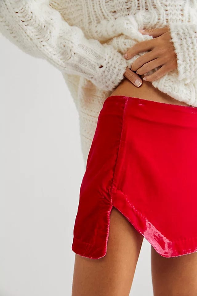 Annalise Velvet Mini Skirt Pink Phenom, Skirt by Free People | LIT Boutique