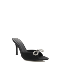 Thumbnail for Leilah Bow Heel Black Satin, Shoes by Billini Shoes | LIT Boutique