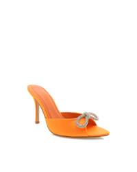 Thumbnail for Leilah Bow Heel Tangerine Satin, Shoes by Billini Shoes | LIT Boutique