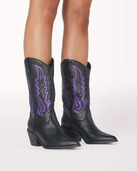 Thumbnail for Norva Contrast Cowboy Boots Black/Violet, Shoes by Billini Shoes | LIT Boutique