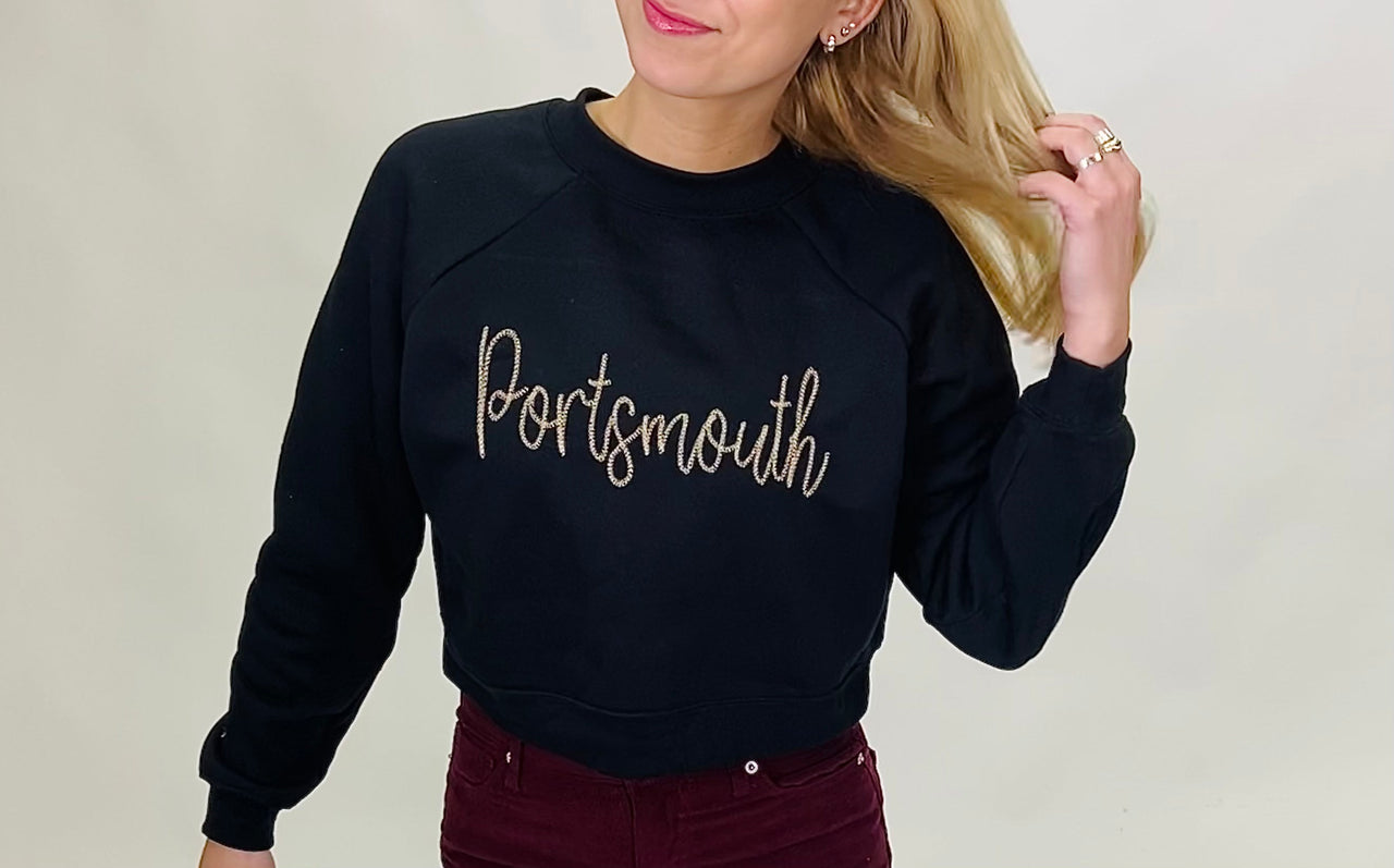 Portsmouth B&C Crewneck Sweater Black, Sweater by TownPride | LIT Boutique