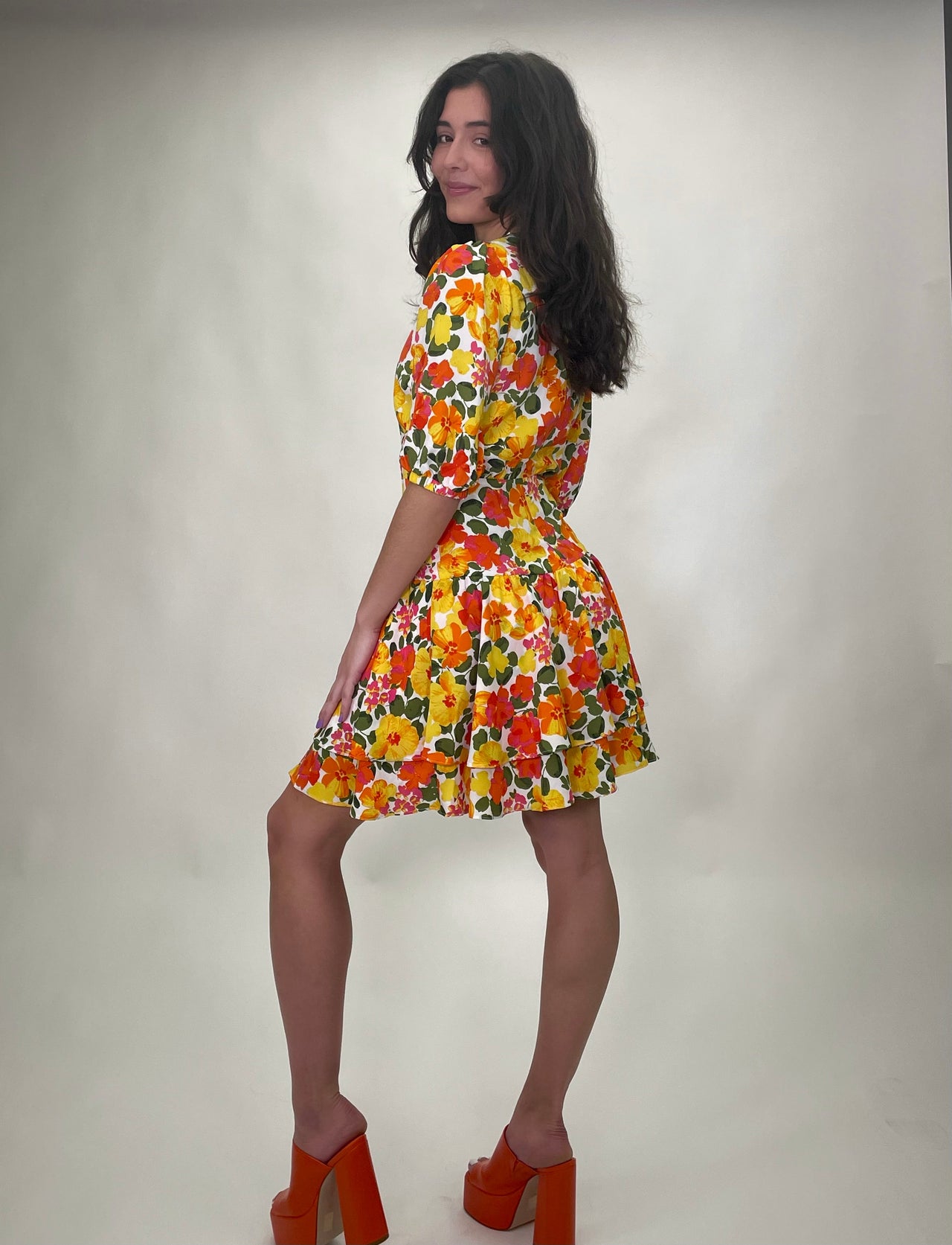 Tropicalia Dita Mini Wrap Dress Orange Multi, Dress by Sugar Lips | LIT Boutique