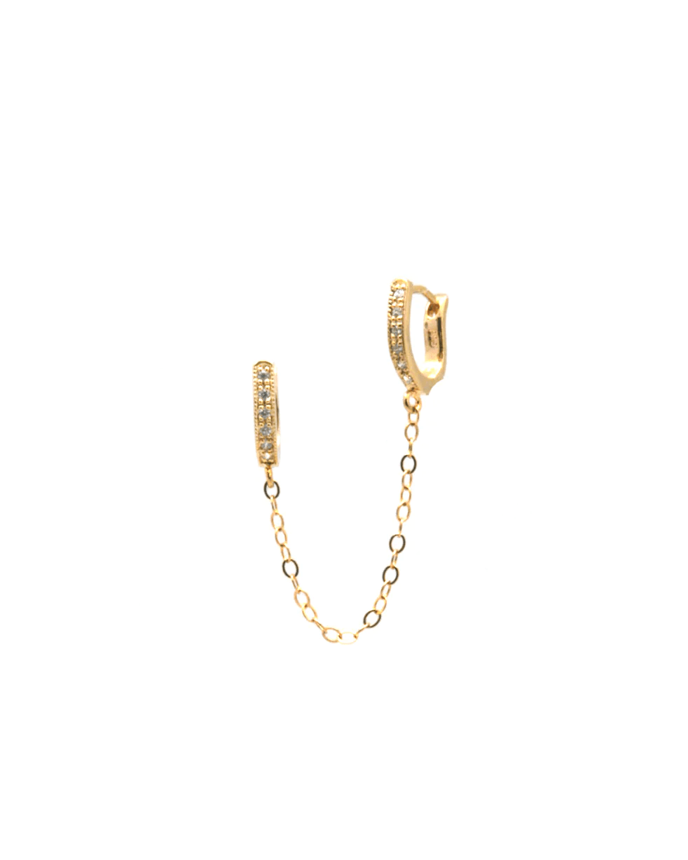 Val Gold Chain Huggie Hoops, Earrings by Jurate | LIT Boutique