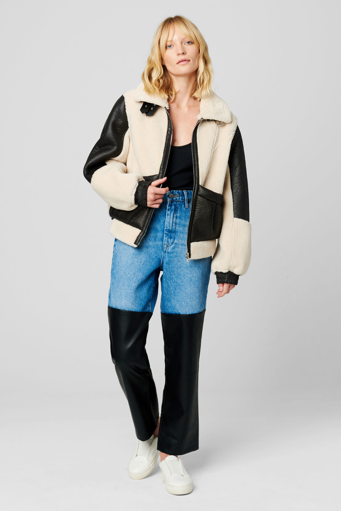Blaze Out Leather Sherpa Jacket, Jacket by Blank NYC | LIT Boutique