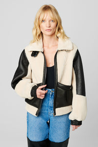 Thumbnail for Blaze Out Leather Sherpa Jacket, Jacket by Blank NYC | LIT Boutique