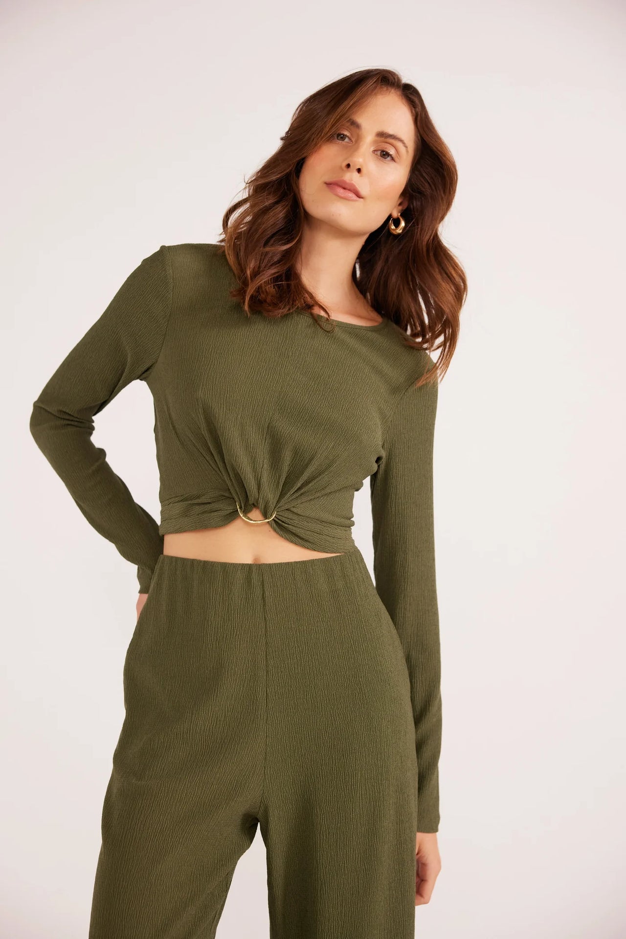 Emmerson Long Sleeve Top Forest Green, Long Blouse by Mink Pink | LIT Boutique