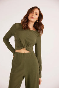 Thumbnail for Emmerson Long Sleeve Top Forest Green, Long Blouse by Mink Pink | LIT Boutique