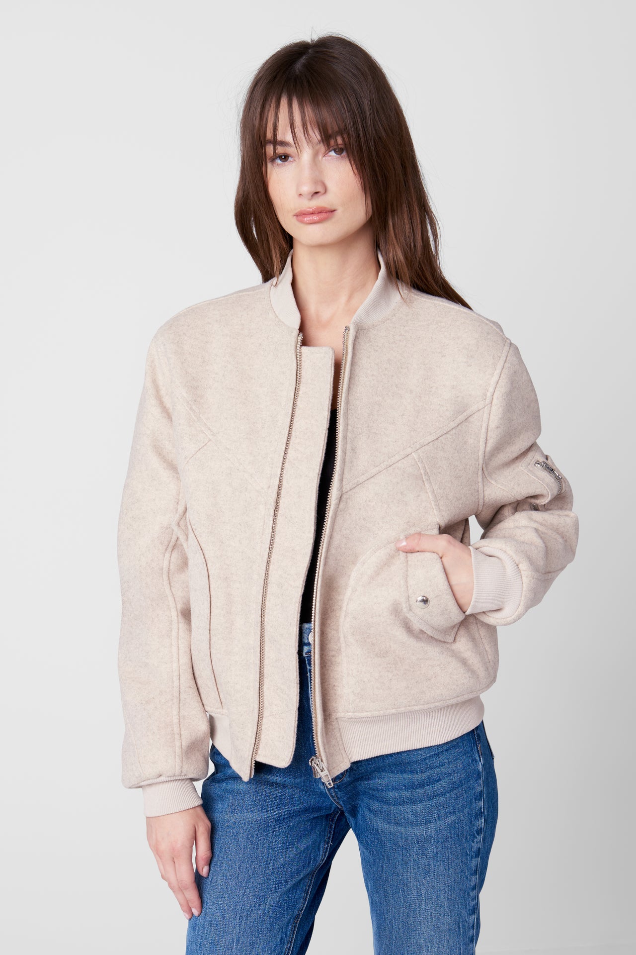 Heaven Sent Woven Bomber Jacket, Jacket by Blank NYC | LIT Boutique