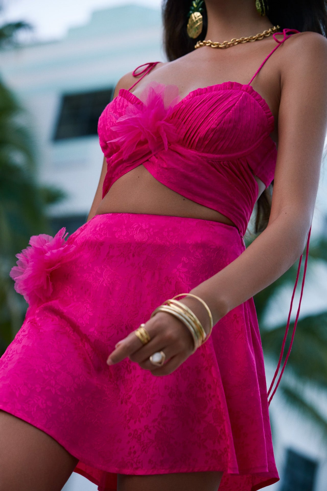 Sasha Pink Pleated Skirt, Mini Skirt by For Love & Lemons | LIT Boutique