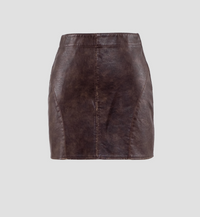 Thumbnail for Mini Leather Skirt Dark Brown, Mini Skirt by Moon River | LIT Boutique