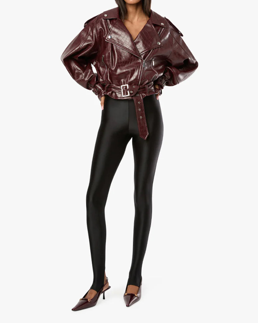 Cropped Moto Jacket Merlot, Coat Jacket by We Wore What | LIT Boutique