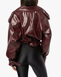 Thumbnail for Cropped Moto Jacket Merlot, Coat Jacket by We Wore What | LIT Boutique