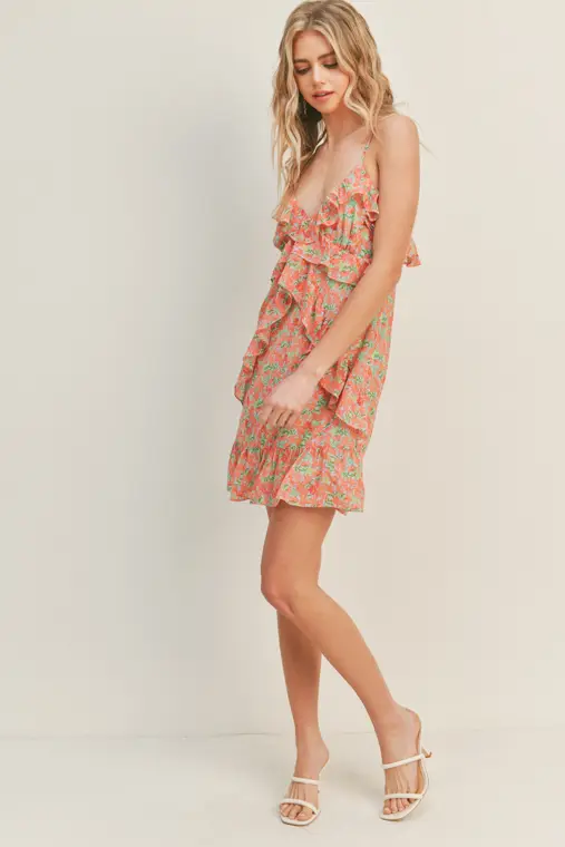 Tea Party Mini Coral Dress, Mini Dress by Lush | LIT Boutique