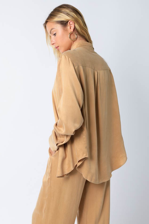 Leanna Top Camel, Long Blouse by Olivaceous | LIT Boutique