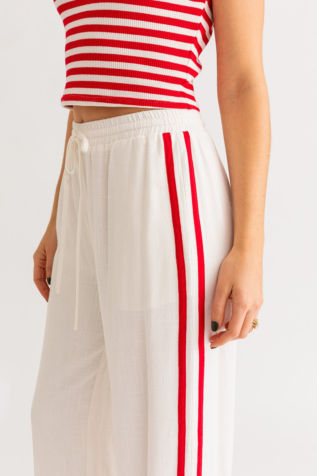 Side Hustle Stripe Pant White, Bottoms by Le Lis | LIT Boutique
