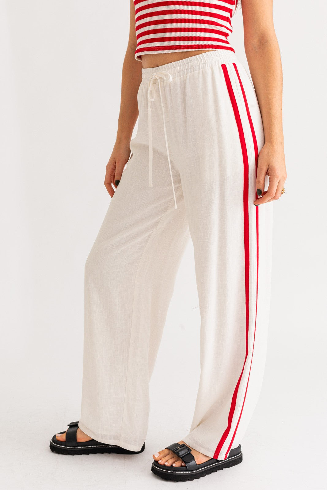 Side Hustle Stripe Pant White, Bottoms by Le Lis | LIT Boutique