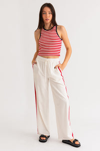 Thumbnail for Side Hustle Stripe Pant White, Bottoms by Le Lis | LIT Boutique