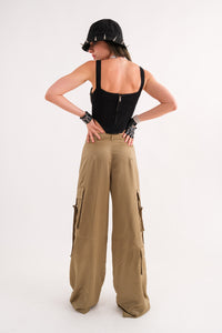 Thumbnail for Cargo Pant With Buckle Strap Pockets Olive, Pant Bottom by Signature 8 | LIT Boutique