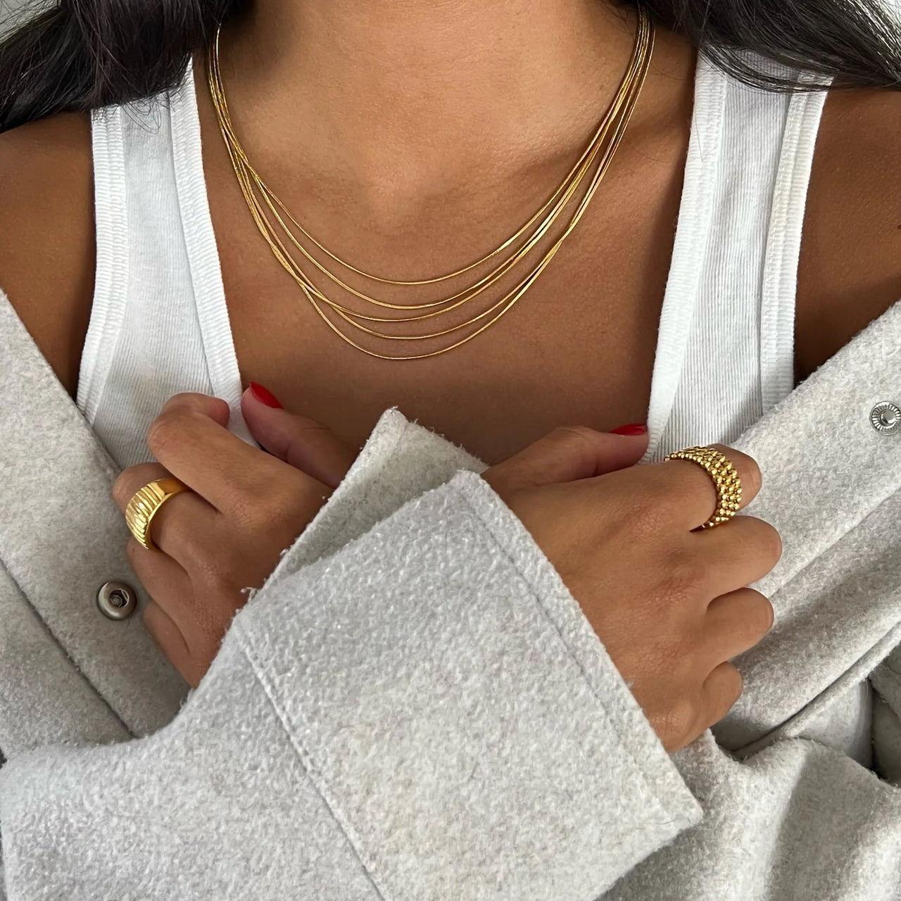 Justine Layered Chain Necklace, Necklace Jewelry by Ellie Vail | LIT Boutique