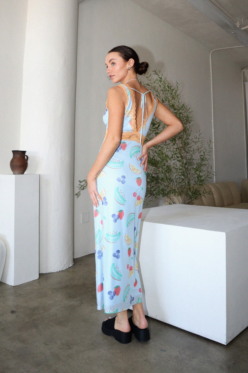 Fruits Printed Long Dress, Maxi Dress by Bailey Rose | LIT Boutique